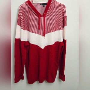 INC International Concepts Mens Colorblocked Hoodie Sweater Cotton Red XXL